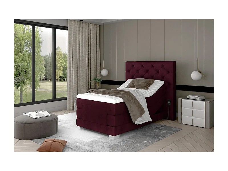 Box Spring Lit Chestic-E XS (90x200)/matelas inclus/rouge