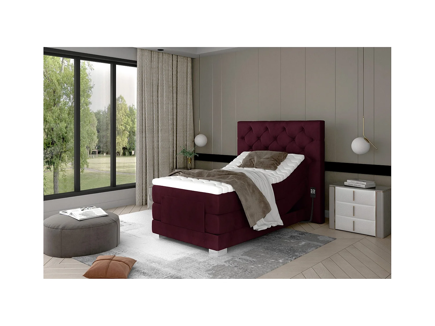 Boxspringbett  Chestic-E XS (90x200) /Matratze inklusive/Rot