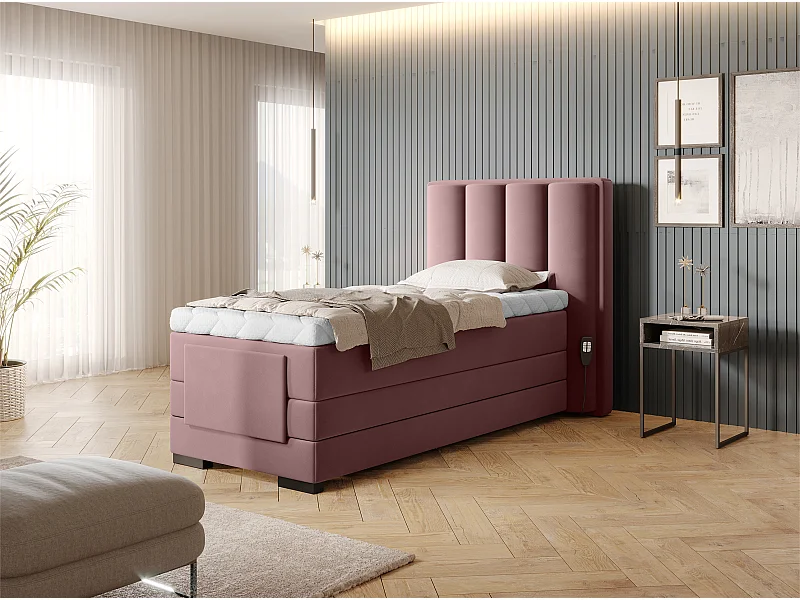 Boxspringbett  Theo-E  XS (90x200)/Matratze inklusive/Pink