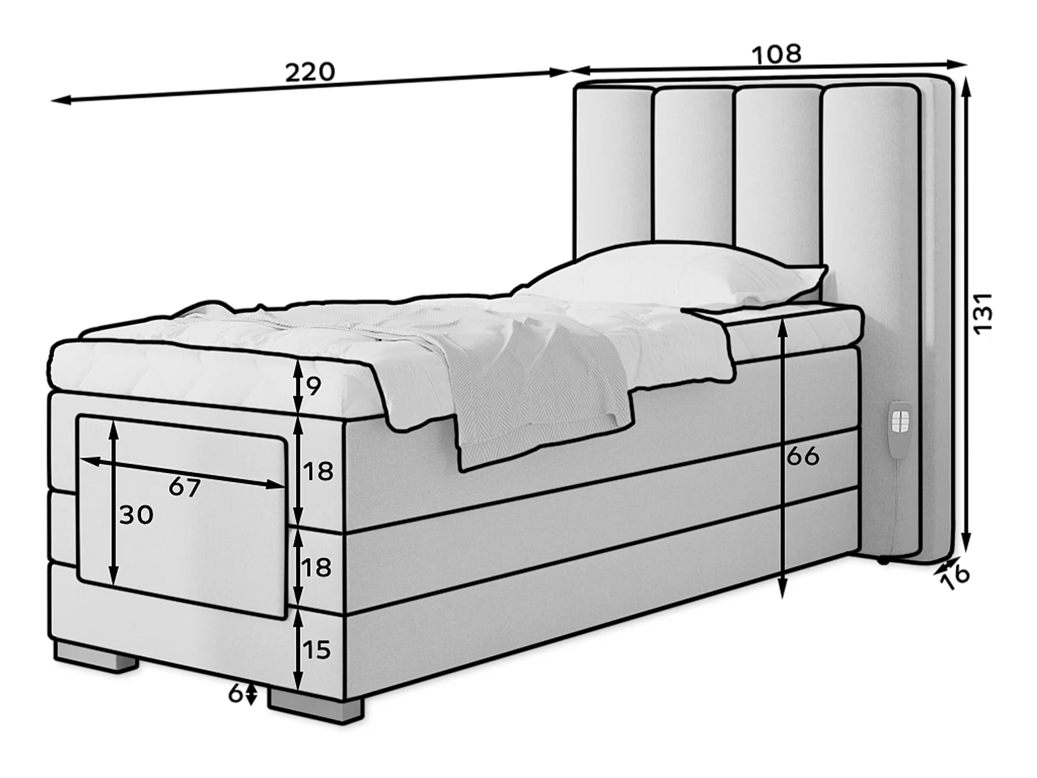 Boxspringbett  Theo-E  XS (90x200)/Matratze inklusive/Pink
