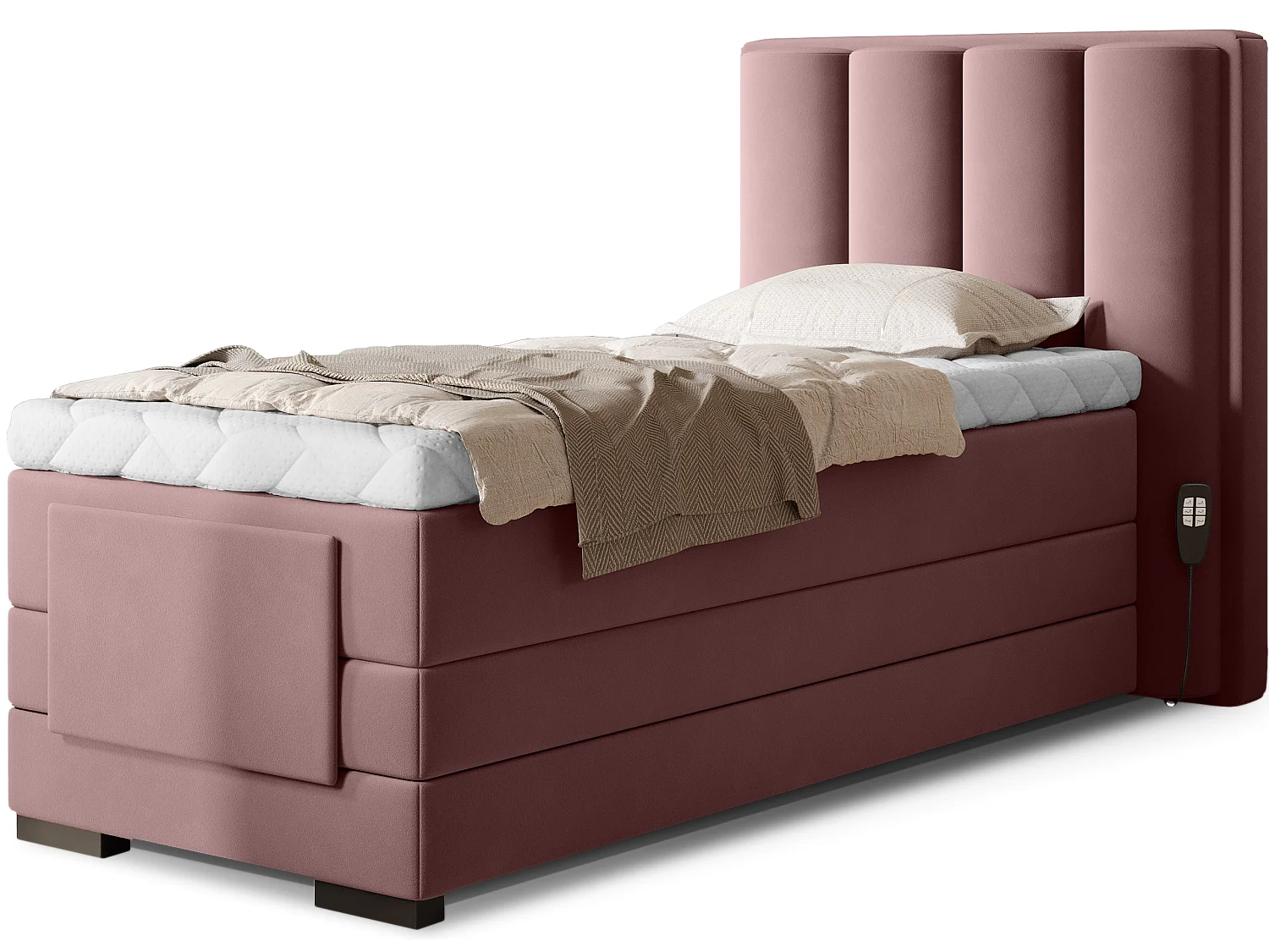Box Spring Letto Theo-E  XS (90x200)/materasso incluso/rosa