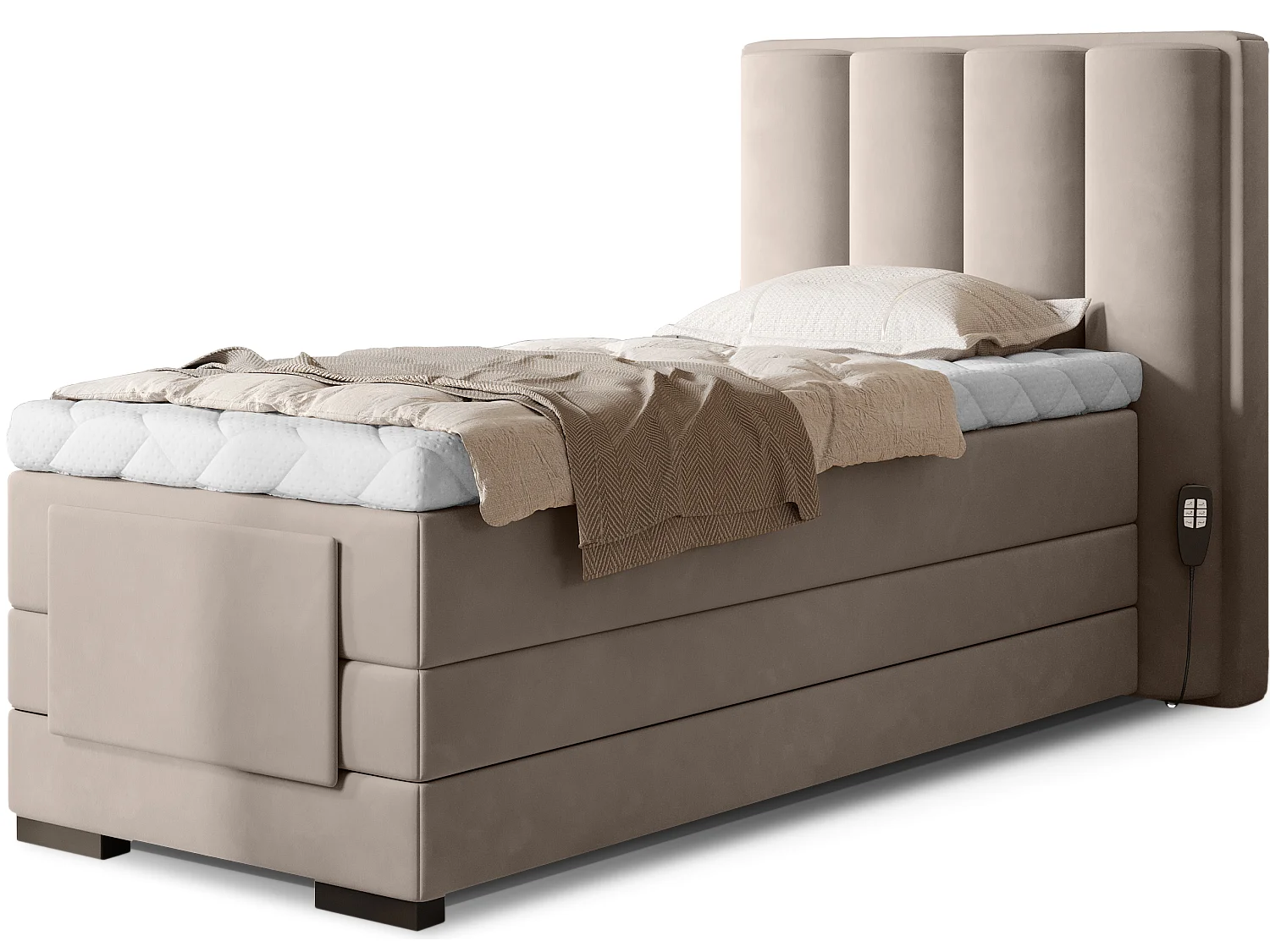 Box Spring Letto Theo-E  XS (90x200)/materasso incluso/beige