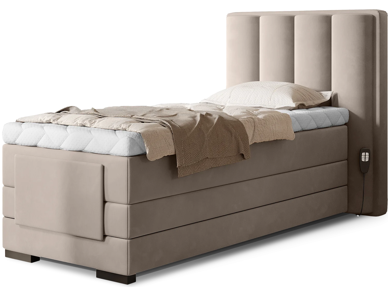 Box Spring Letto Theo-E  XS (90x200)/materasso incluso/beige