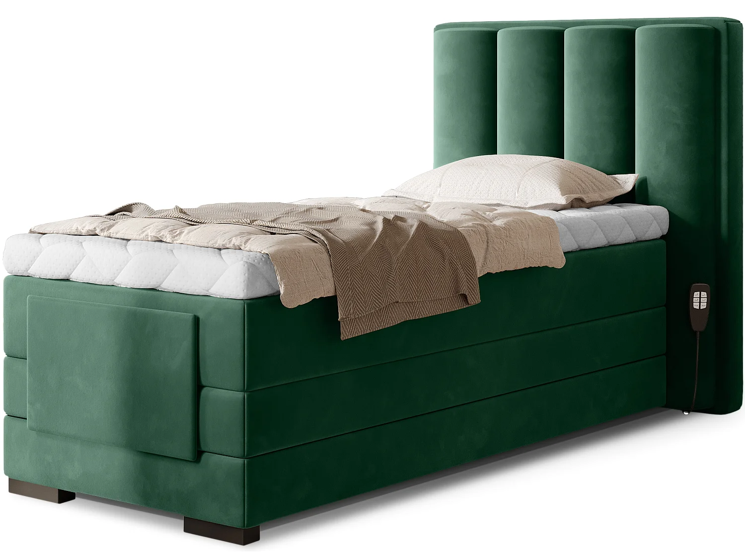 Box Spring Letto Theo-E  XS (90x200)/materasso incluso/verde