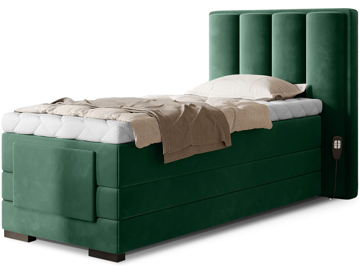Box Spring Letto Theo-E  XS (90x200)/materasso incluso/verde