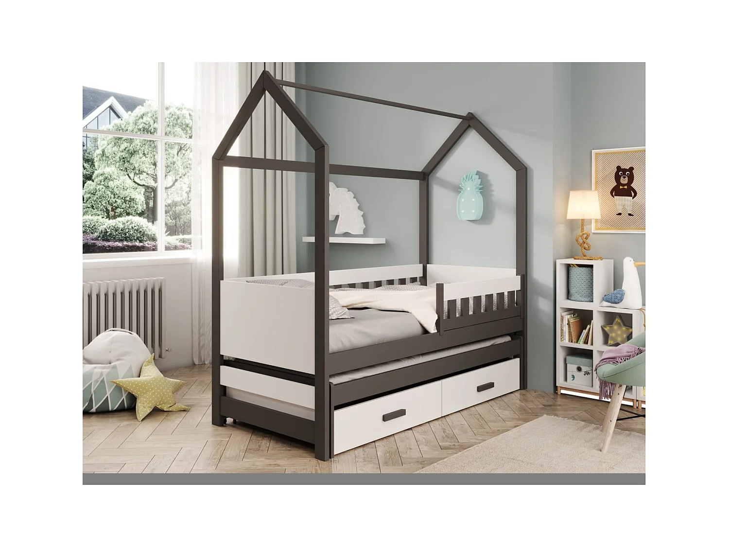 Lit Varis (90x200)/matelas inclus/anthracite