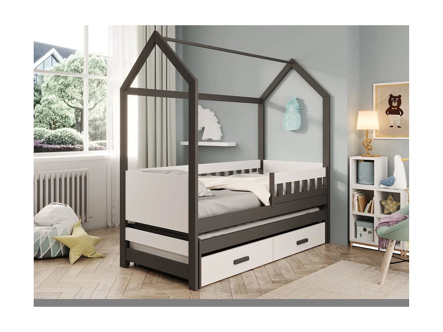 Lit Varis (90x200)/matelas inclus/anthracite