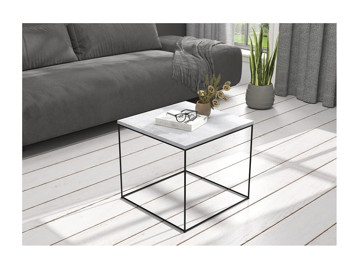 Table basse Alina/Contreplaqué/Métal/Grise