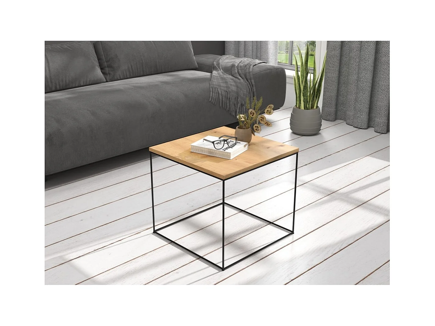 Table basse Alina/Contreplaqué/Métal/Brun foncé