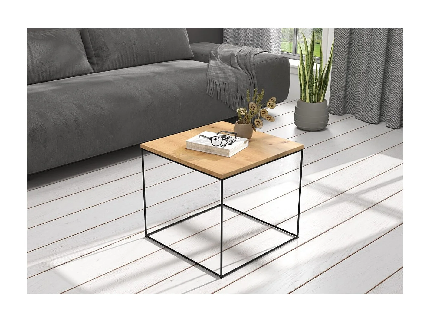 Table basse Alina/Contreplaqué/Métal/Brun foncé