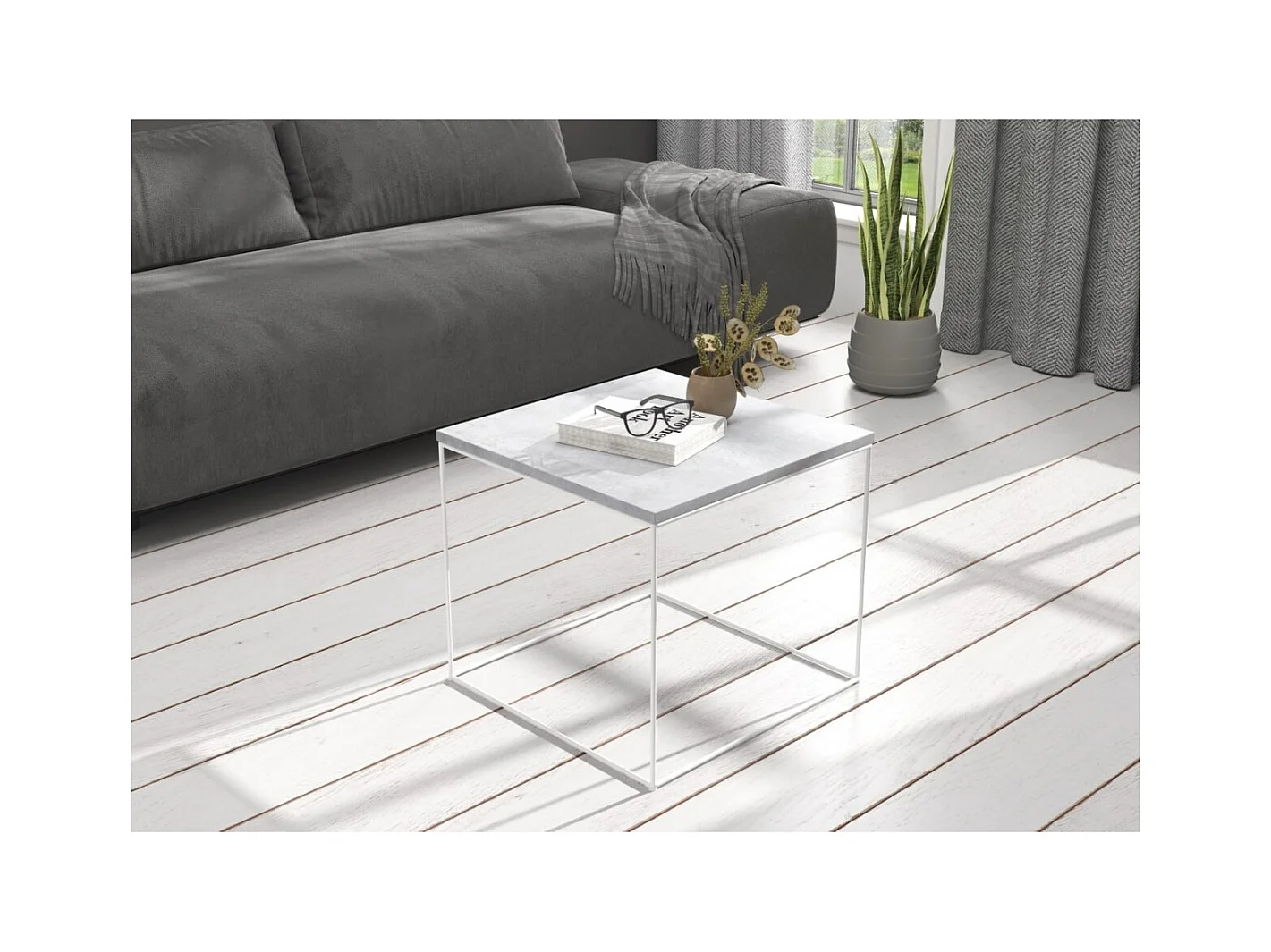 Table basse Alina Lux/Contreplaqué/Métal/Grise