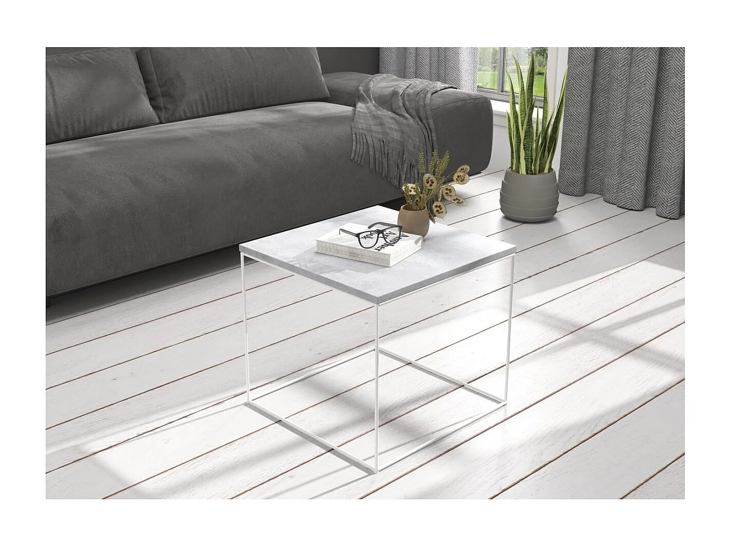 Table basse Alina Lux/Contreplaqué/Métal/Grise