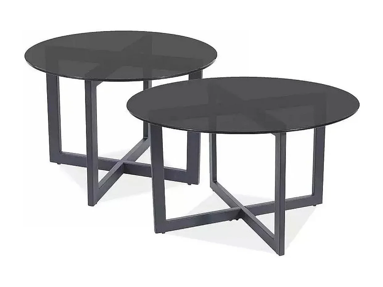 Tavolino da caffè Almeria B/Vetro/Metallo/Nero