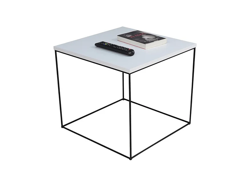 Tavolino Alina/Compensato/Metallo/Bianco