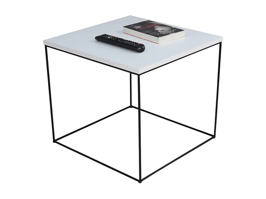 Tavolino Alina/Compensato/Metallo/Bianco