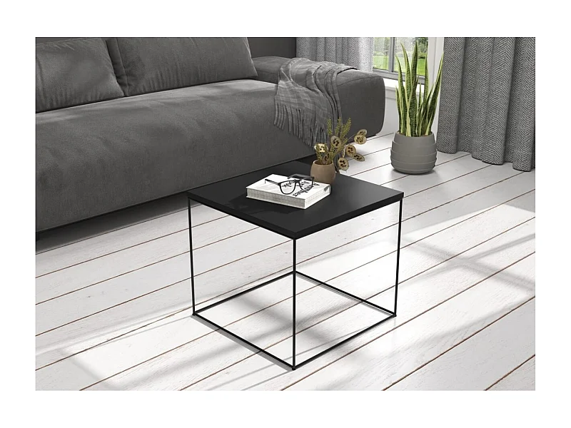 Tavolino Alina/Compensato/Metallo/Nera