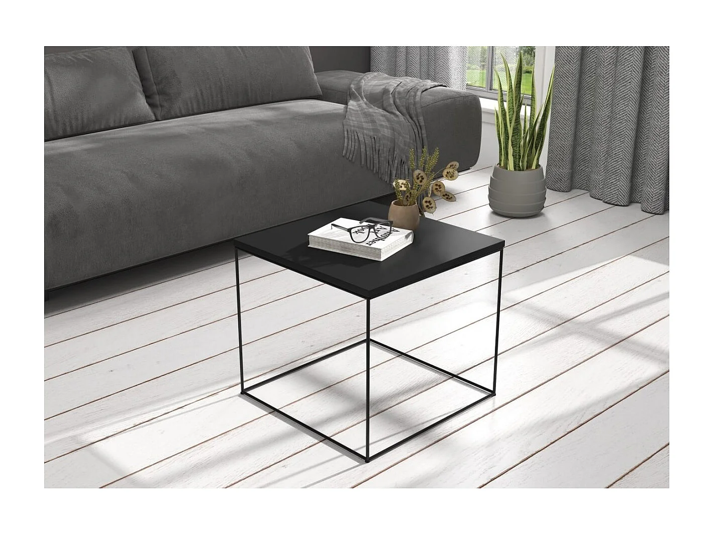 Table basse Alina/Contreplaqué/Métal/Noire