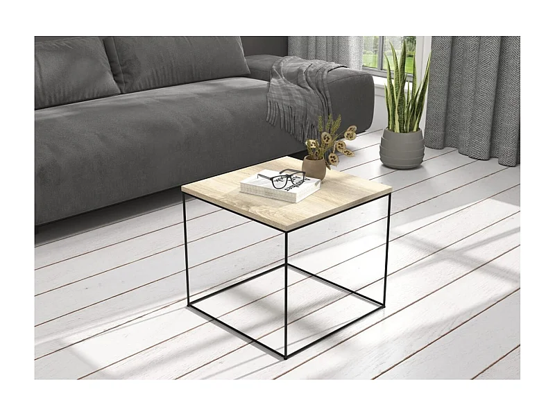 Table basse Alina/Contreplaqué/Métal/Brun