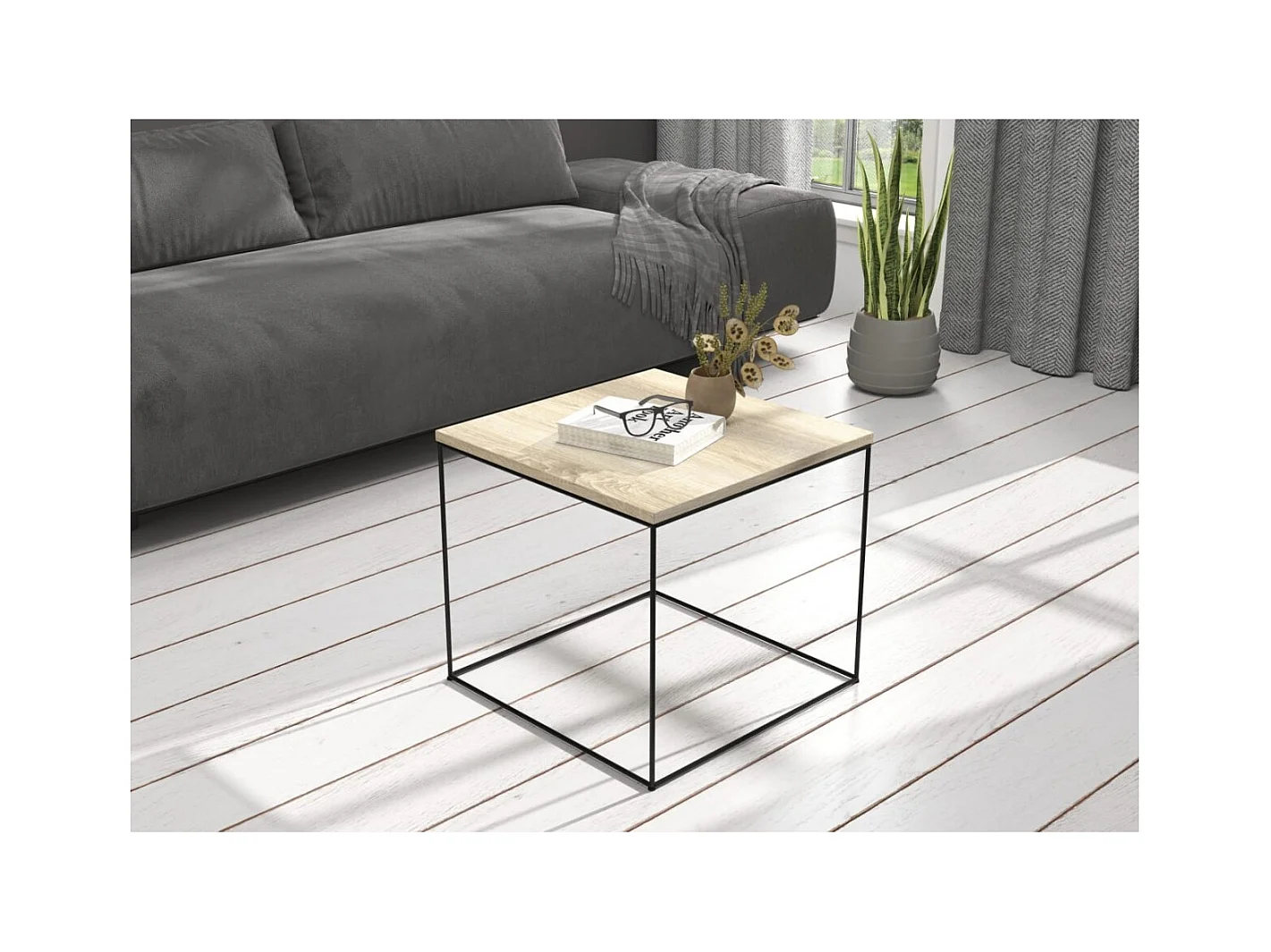 Table basse Alina/Contreplaqué/Métal/Brun