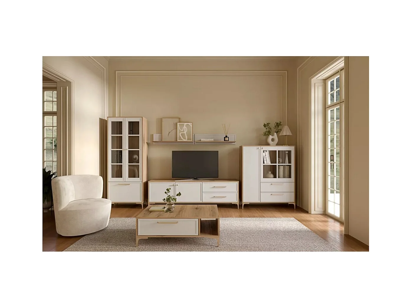 Couchtisch Alba/Sperrholz/Metall/Weiß&Braun