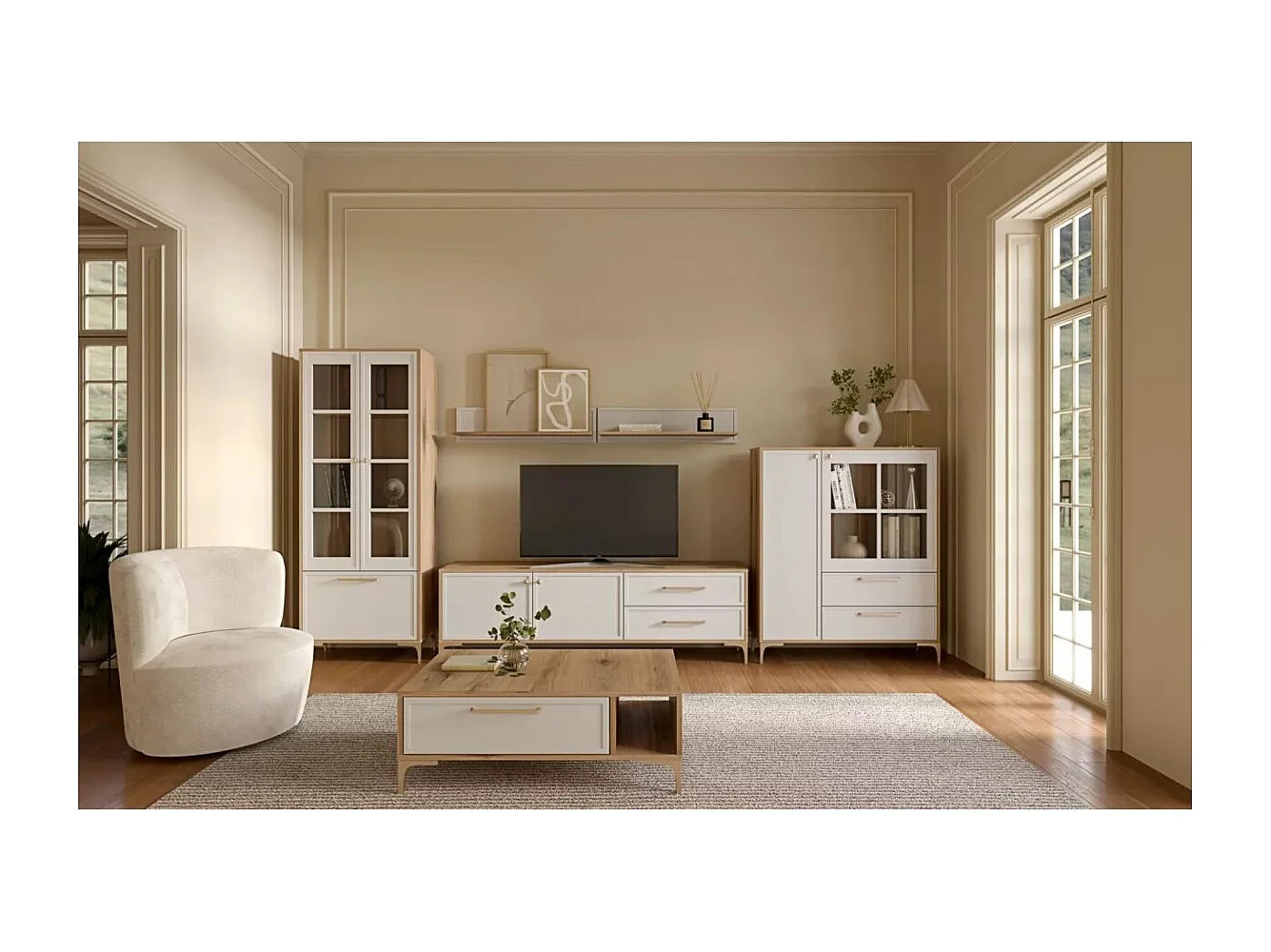 Couchtisch Alba/Sperrholz/Metall/Weiß&Braun