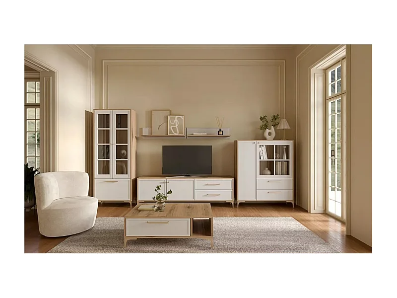 Couchtisch Alba/Sperrholz/Metall/Weiß&Braun