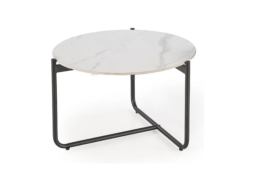 Tavolino Acuna/Effetto marmo/Metallo/Bianco