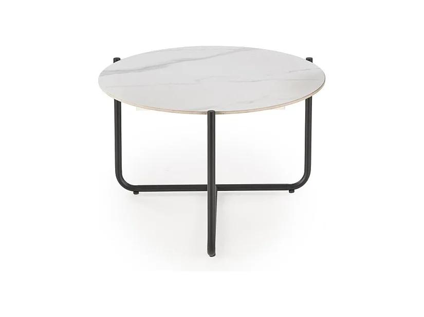 Tavolino Acuna/Effetto marmo/Metallo/Bianco