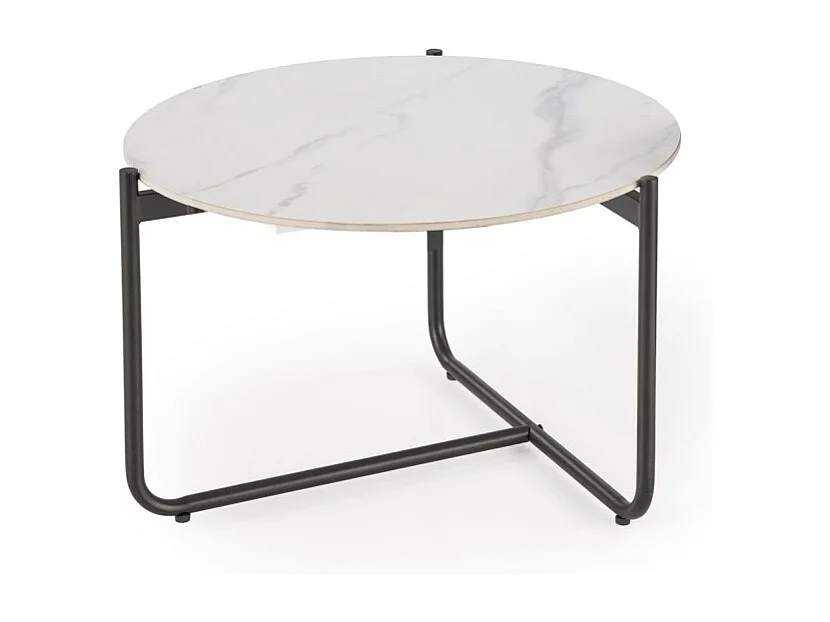 Table basse Acuna/Effet marbre/Métal/Blanc