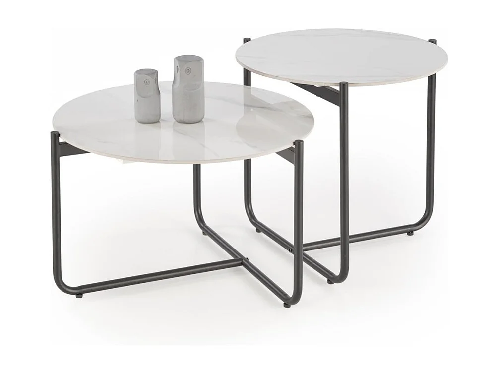 Table basse Acuna/Effet marbre/Métal/Blanc