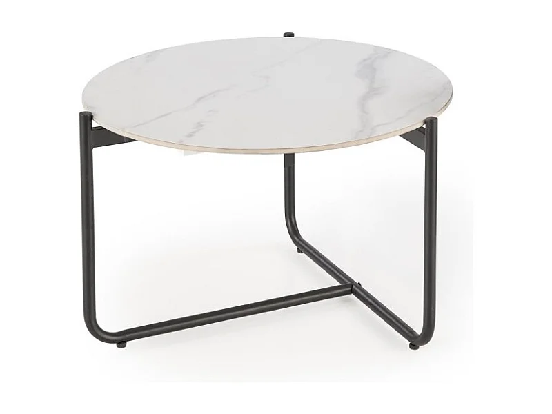 Table basse Acuna/Effet marbre/Métal/Blanc