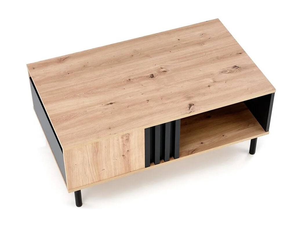 Tavolino Sonia/Mobile laminato rotondo/Metallo/Marrone&Nero