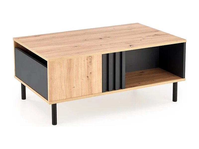 Tavolino Sonia/Mobile laminato rotondo/Metallo/Marrone&Nero