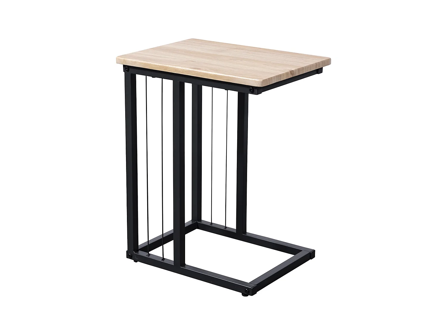 Mesa auxiliar de 50x40x30 cm con tapa de MDF en beige y estructura metálica negra Aruba