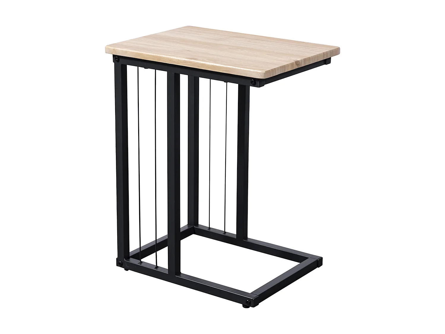 Mesa auxiliar de 50x40x30 cm con tapa de MDF en beige y estructura metálica negra Aruba