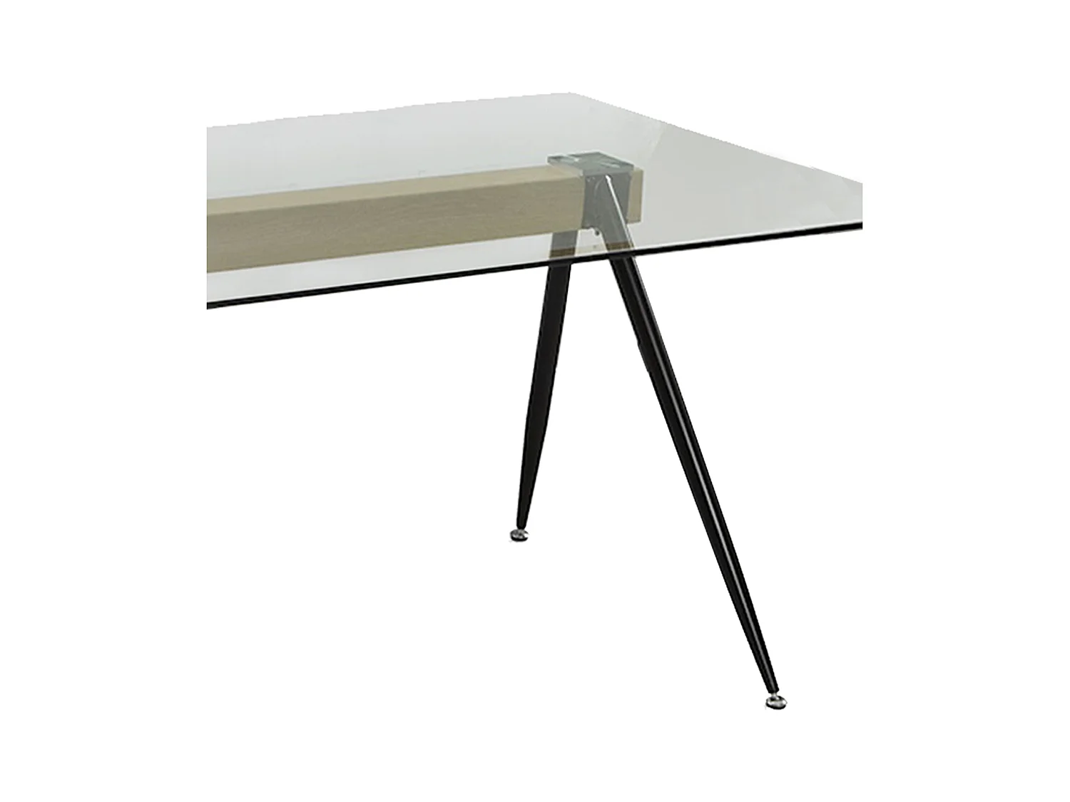 Mesa de comedor de 75x140x90 cm de cristal con soporte de madera y patas de metal Marama