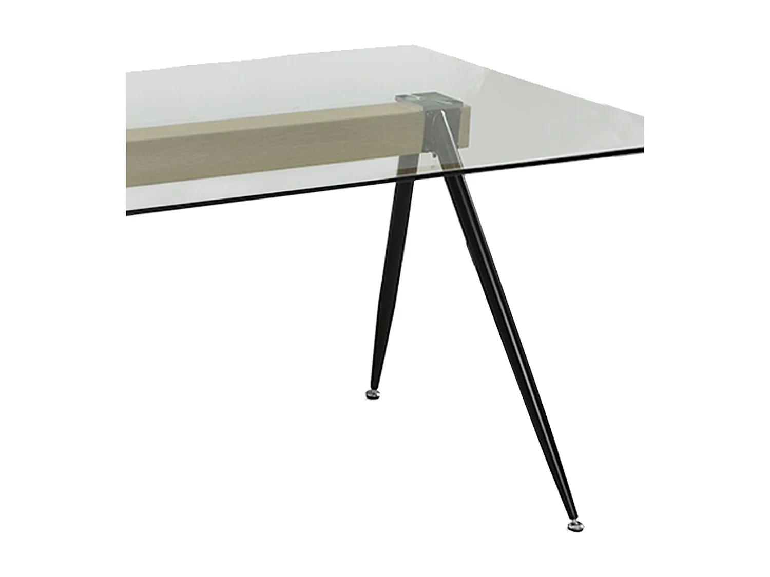 Mesa de comedor de 75x140x90 cm de cristal con soporte de madera y patas de metal Marama