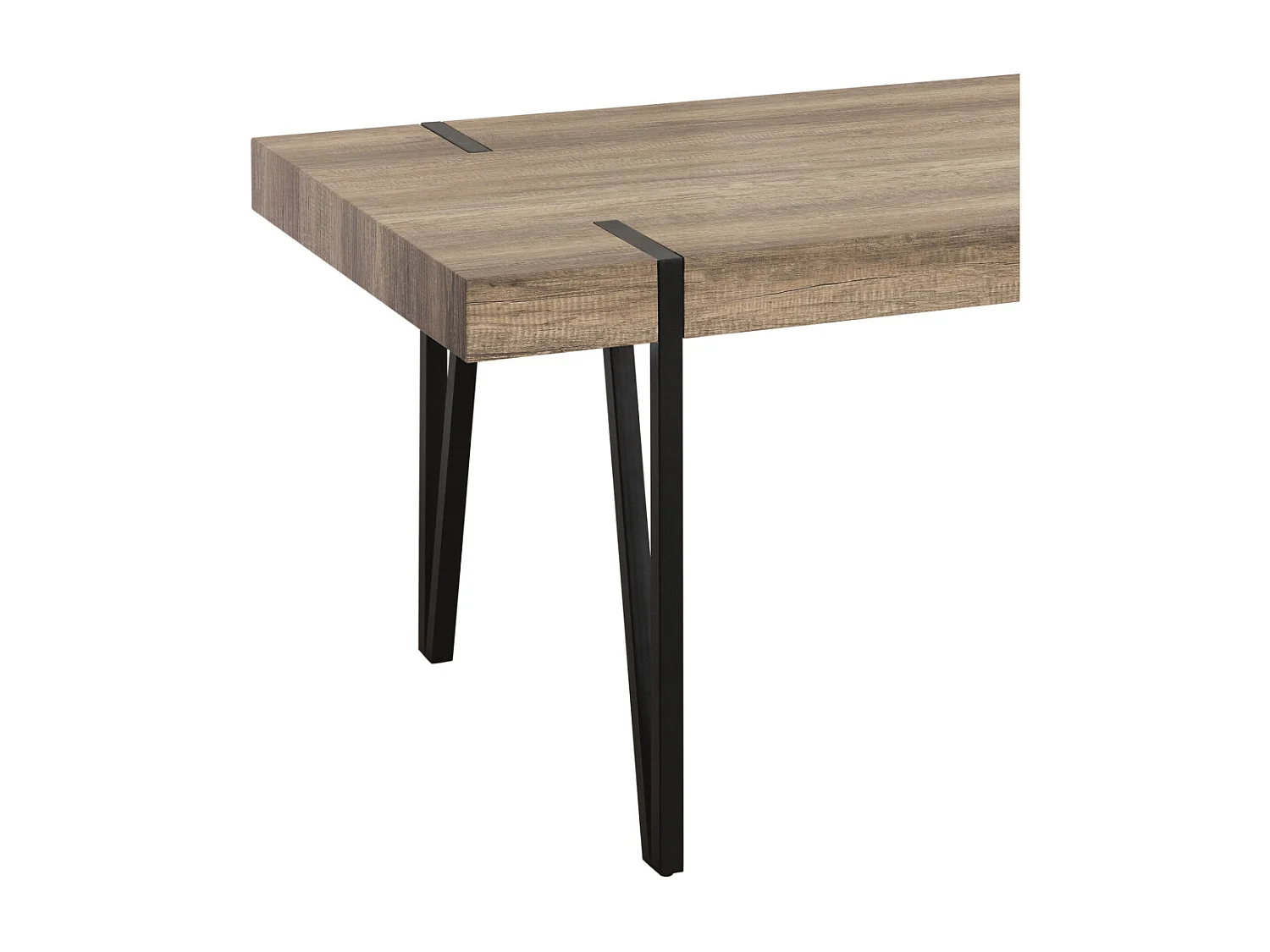 Mesa de comedor de 75x90x150 cm con tapa de MDF en color marrón y patas negras Alem
