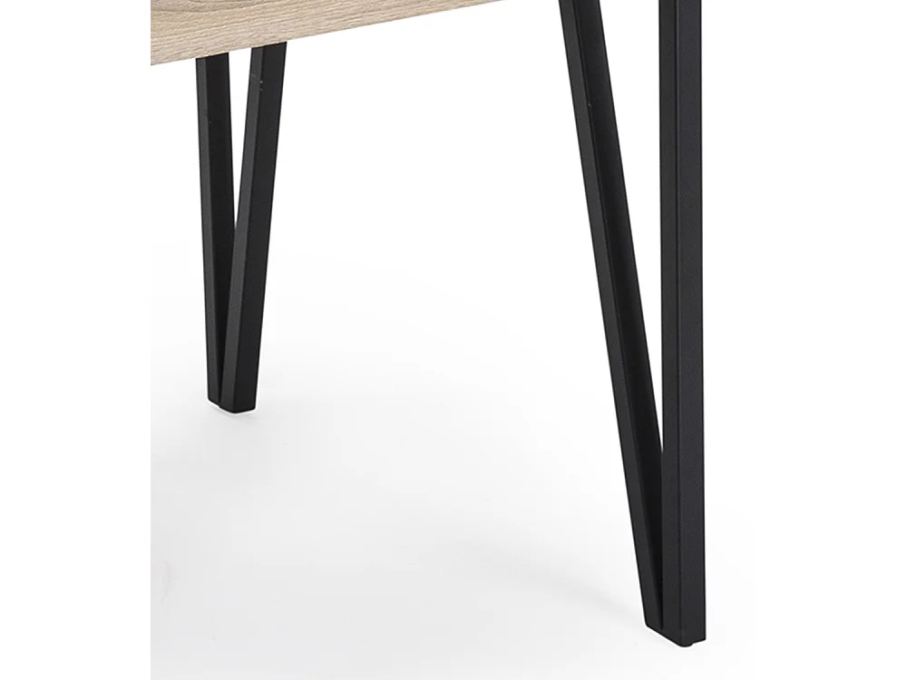 Mesa de comedor de 75x90x150 cm con tapa de MDF en color marrón y patas negras Alem