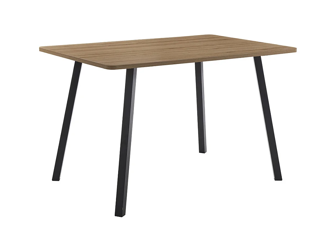 Mesa de comedor de 75x120x80 cm con tapa de melamina en color marrón y patas negras Emma