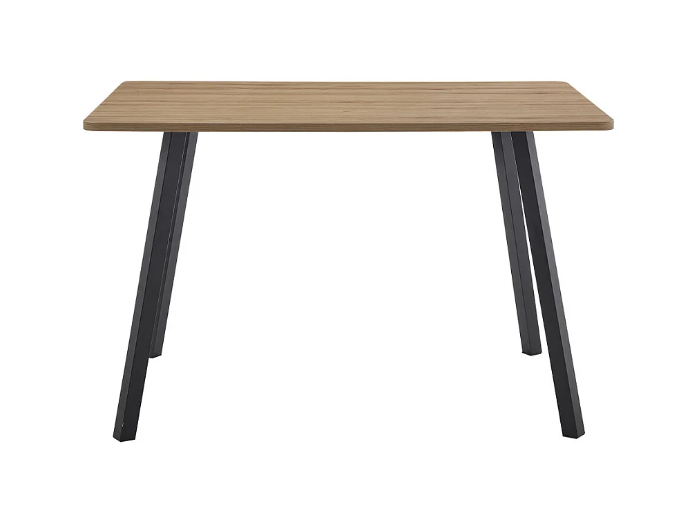 Mesa de comedor de 75x120x80 cm con tapa de melamina en color marrón y patas negras Emma