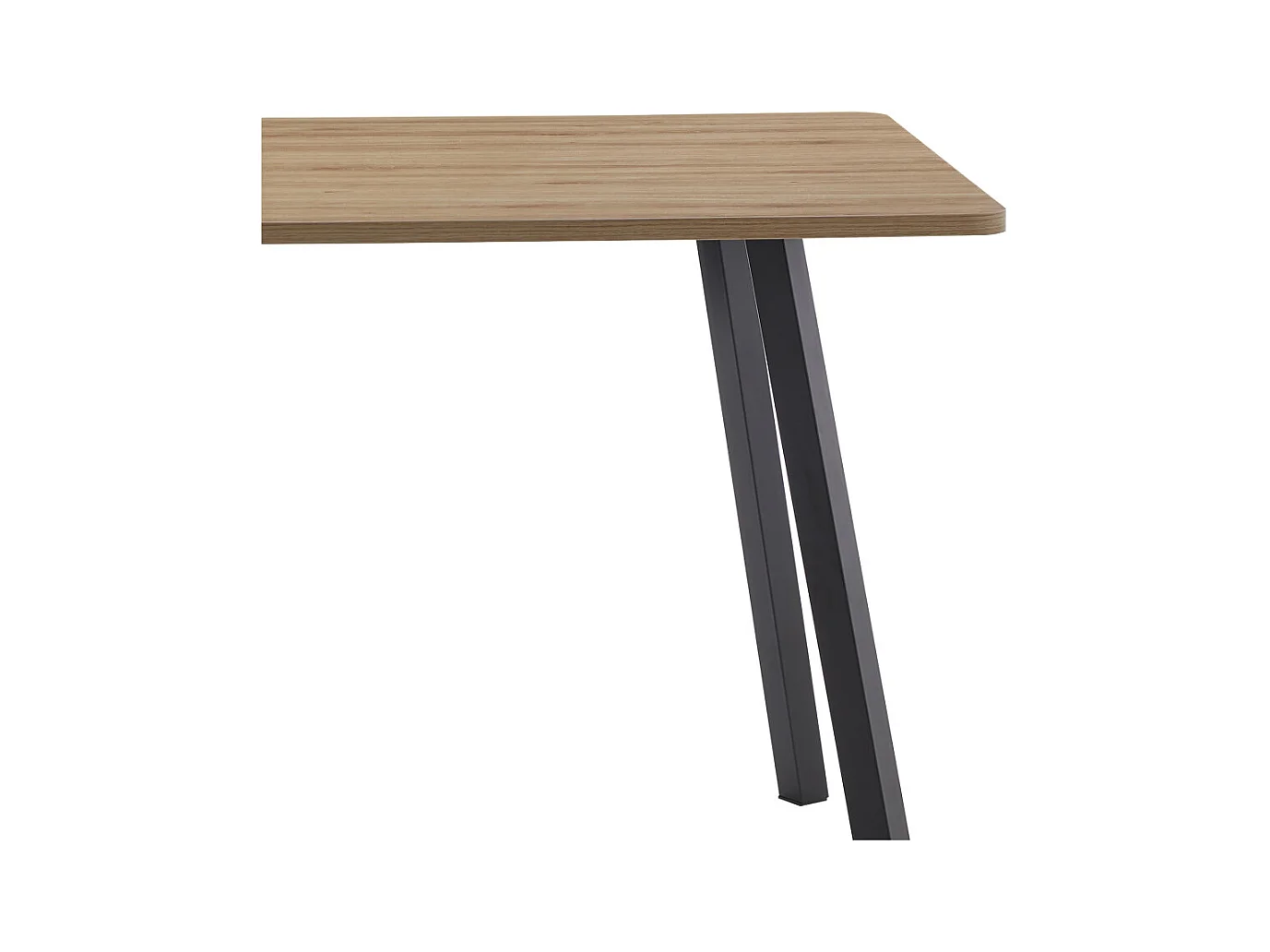 Mesa de comedor de 75x120x80 cm con tapa de melamina en color marrón y patas negras Emma