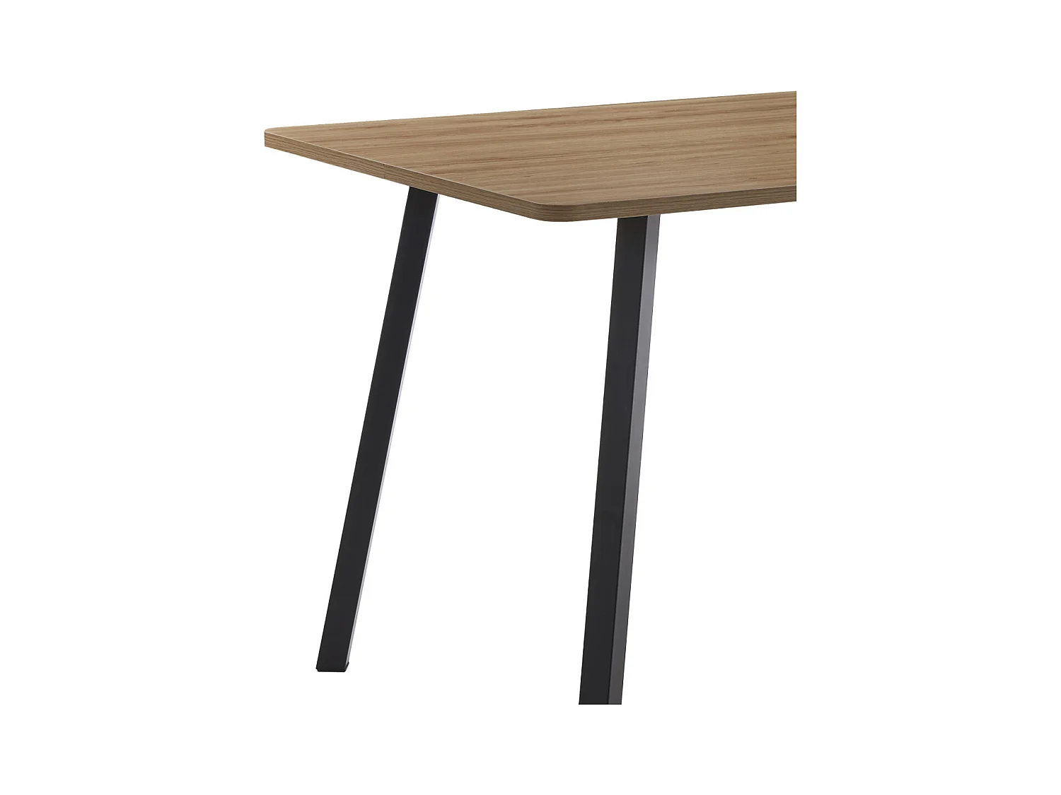 Mesa de comedor de 75x120x80 cm con tapa de melamina en color marrón y patas negras Emma