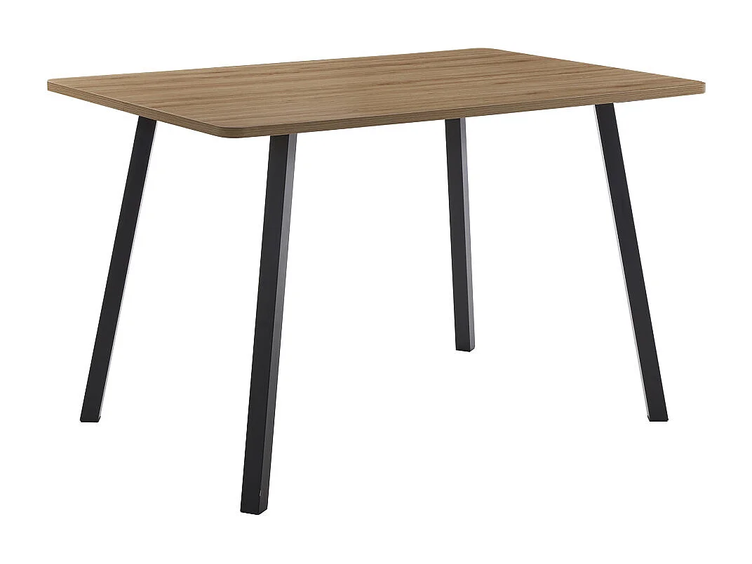 Mesa de comedor de 75x120x80 cm con tapa de melamina en color marrón y patas negras Emma