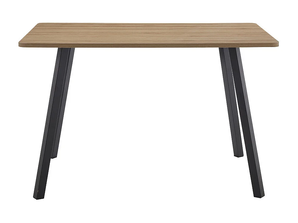 Mesa de comedor de 75x120x80 cm con tapa de melamina en color marrón y patas negras Emma