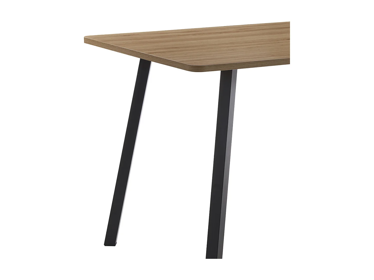 Mesa de comedor de 75x120x80 cm con tapa de melamina en color marrón y patas negras Emma