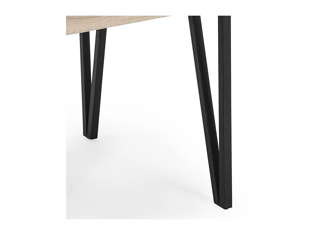 Mesa de comedor de 75x90x150 cm con tapa de MDF en color beige y patas negras Alem