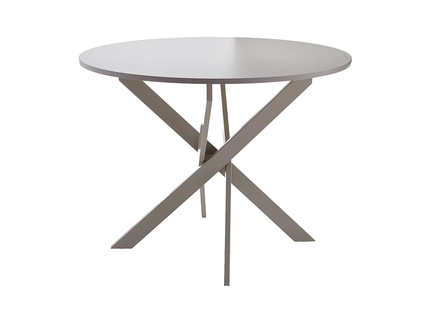 Mesa redonda de 75x120x120 cm con tapa de melamina y patas metálicas en color crema Blake