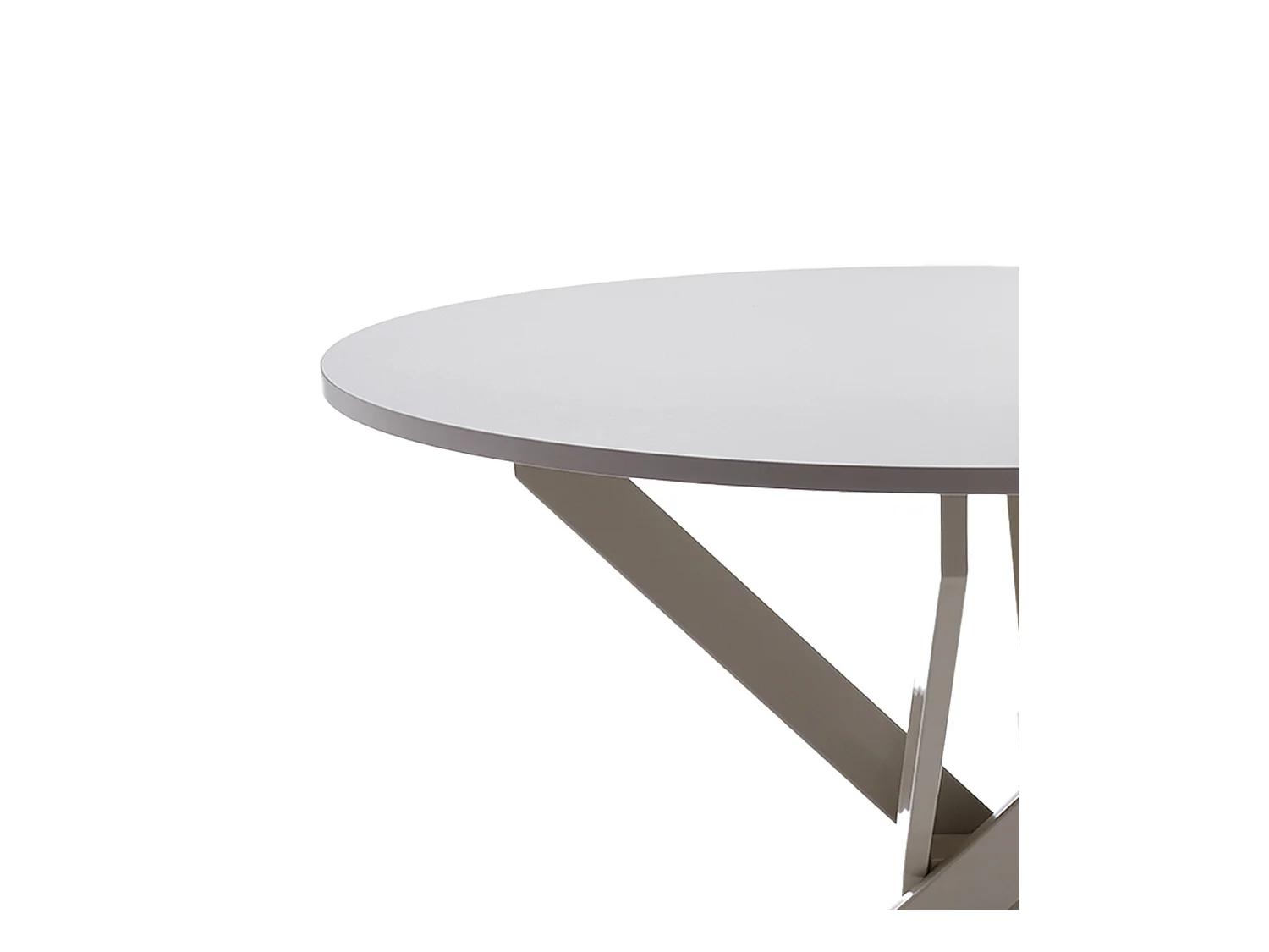 Mesa redonda de 75x120x120 cm con tapa de melamina y patas metálicas en color crema Blake