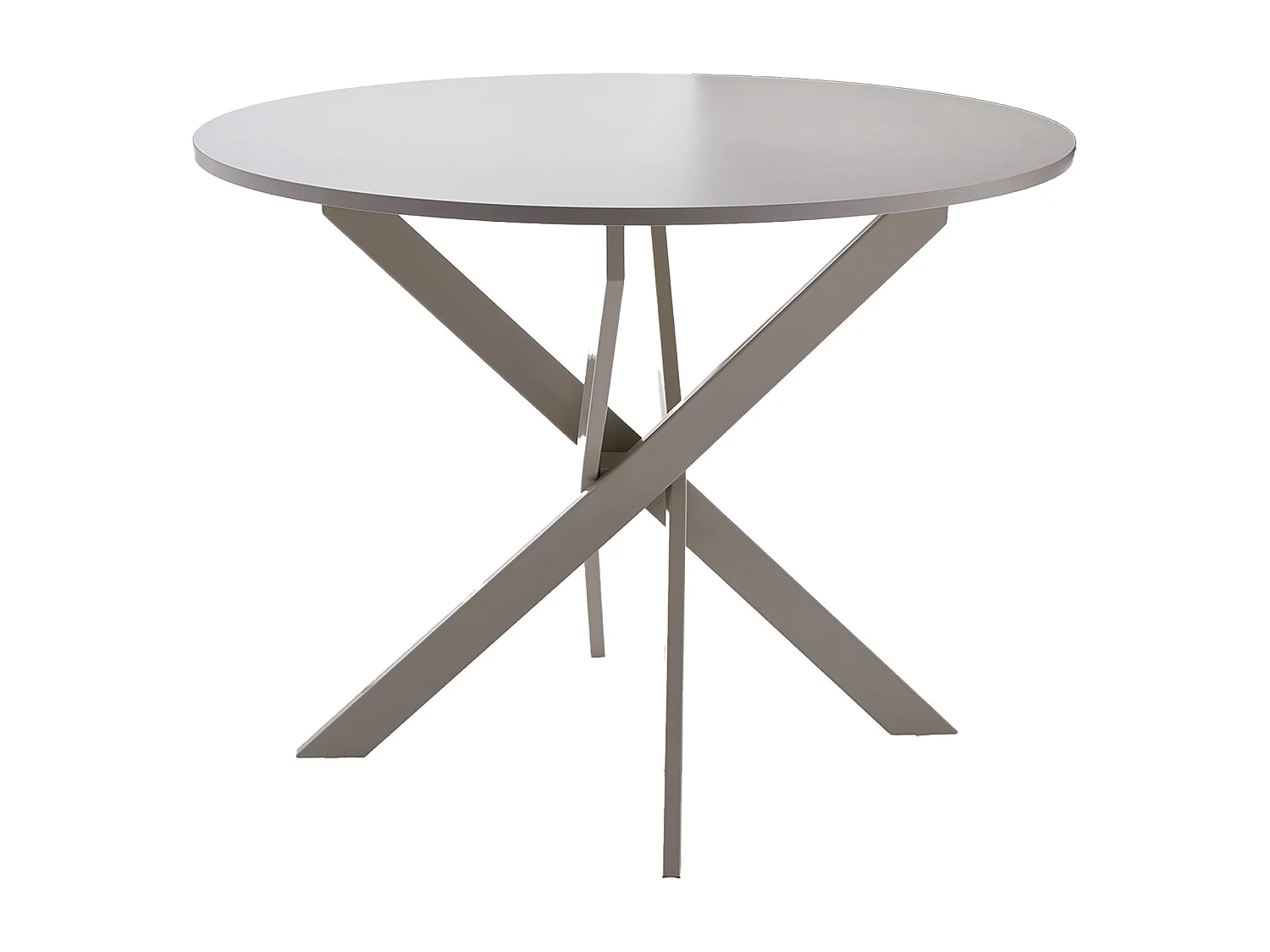 Mesa redonda de 75x120x120 cm con tapa de melamina y patas metálicas en color crema Blake